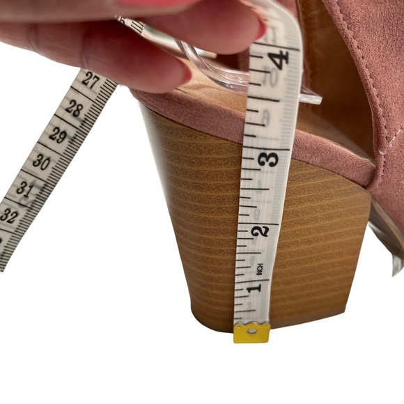 Charlotte Russe Lace Up Peep Toe Chunky Block Heels Booties Sz 6 - Picture 8 of 9